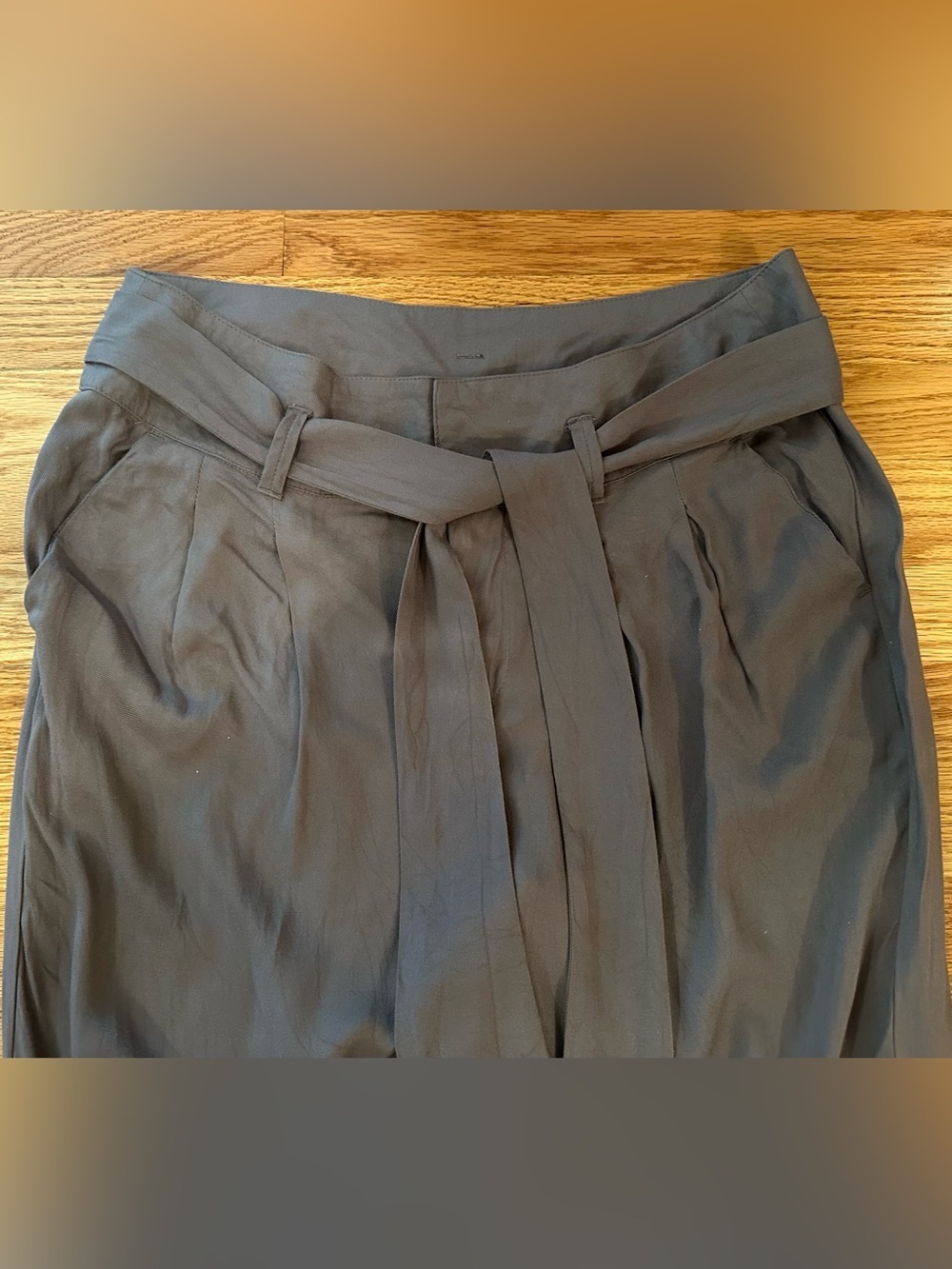 Sundance Gray 100% Rayon Tie Waist Pants Women’s Size 8 Boho Casual Tapered Leg - Picture 3 of 12